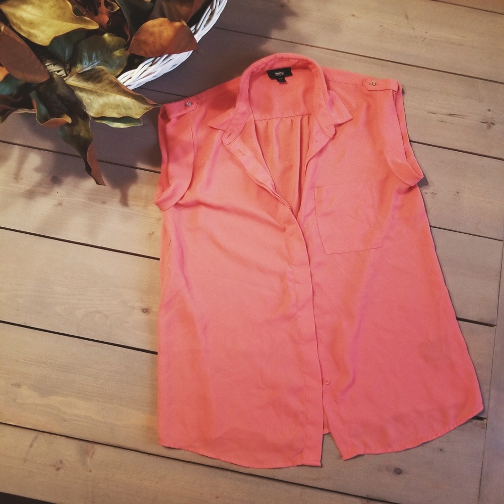 Coral Sleeveless Blouse